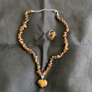 Tiger eye necklace with ring